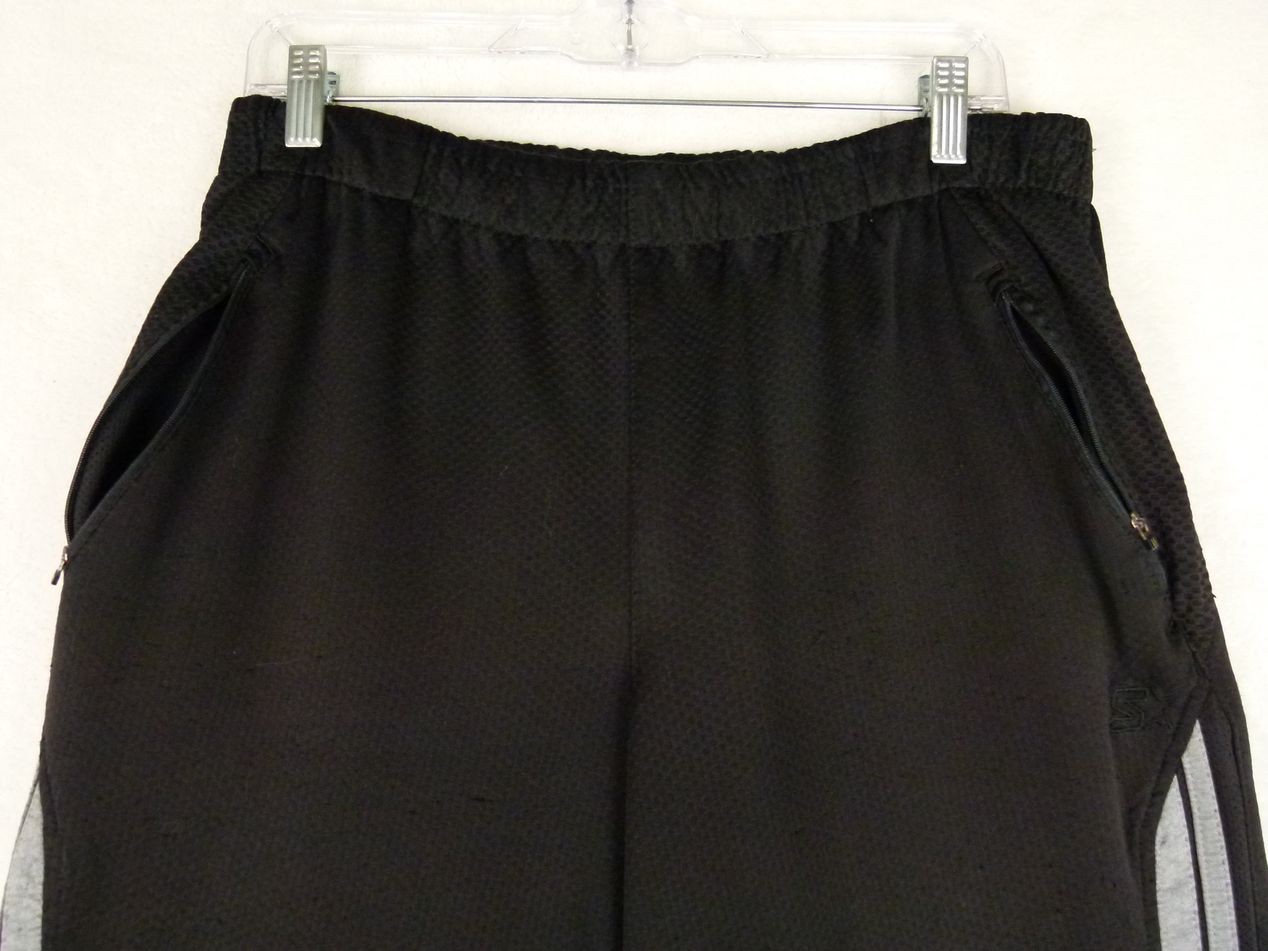 Starter Men’s Medium 32-34 Black Solid Track Pants Elastic Waist Zip Pockets
