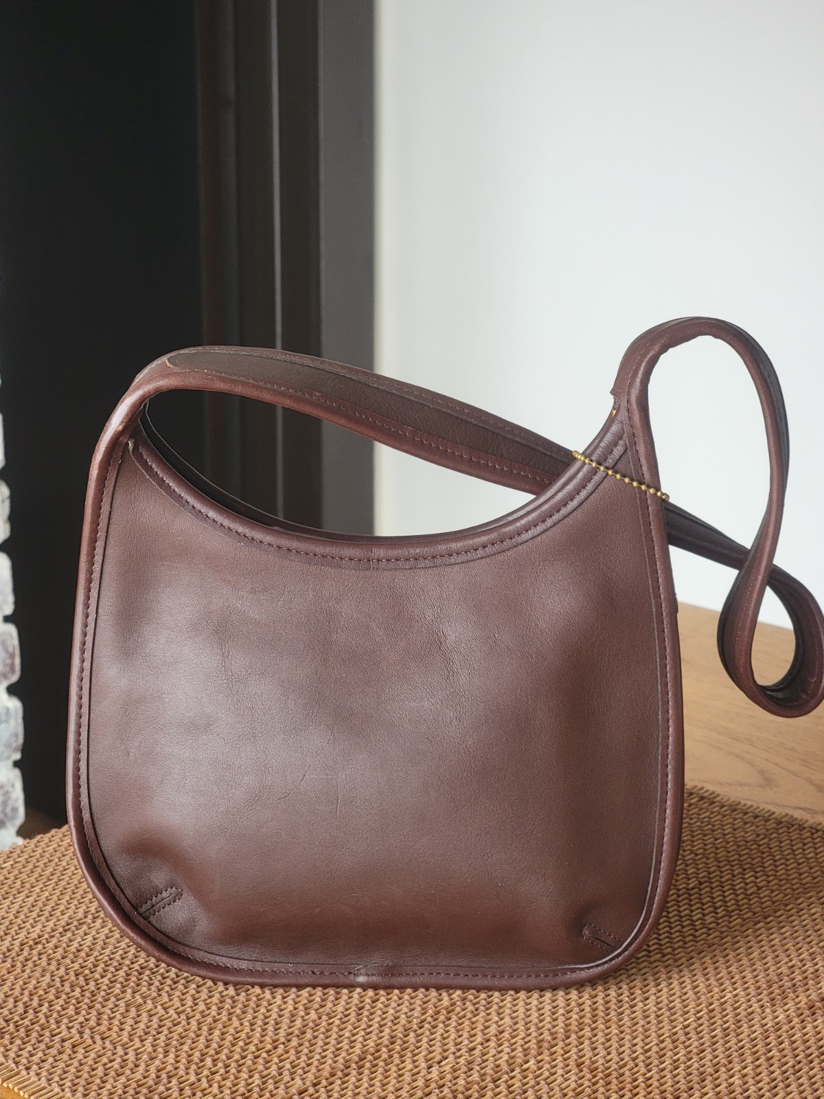 Vintage COACH Leather ERGO 9020 Mahogany Brown Mini Zip Hobo/Shoulder Bag USA
