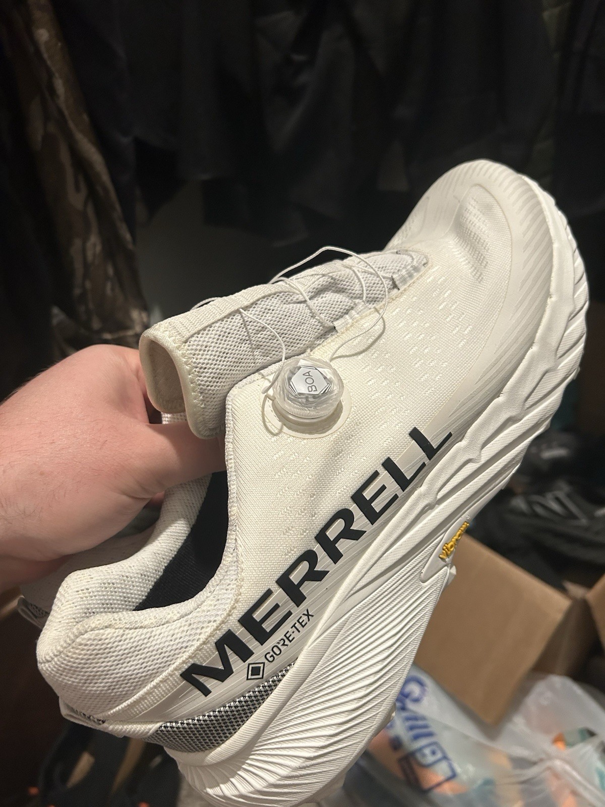Merrell Men’s Agility Peak 5 Goretex BOA All White Size 14 No Box