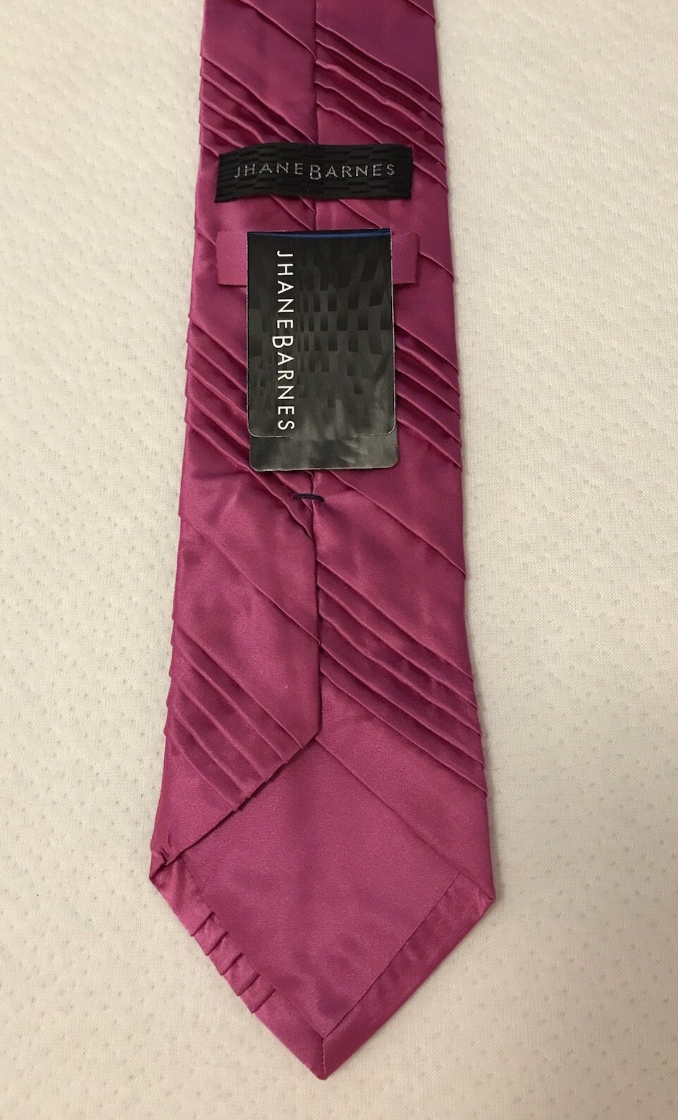 Jhane Barnes Silk Satin Look Neck Tie NEW Pleated Solid Pink 56” x 3 1/4” Formal