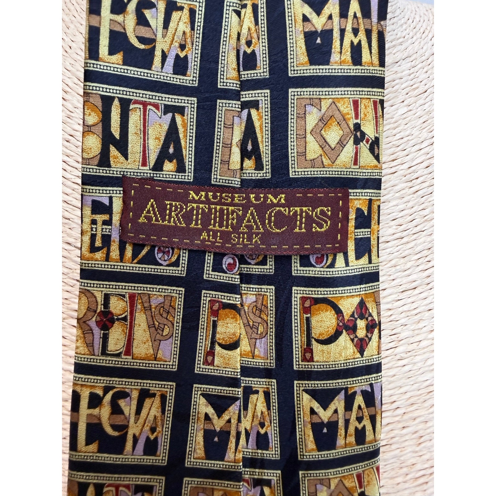Lot 4 Vintage Museum Artifacts All Silk Ties 1980s Patriotic Legal Coins Roman
