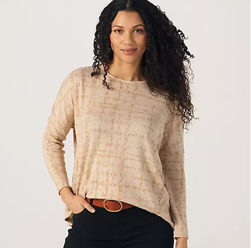 Kim & Co Jumper Foil Soft Touch Long Sleeve Hi Low New Tags bxf Size Large
