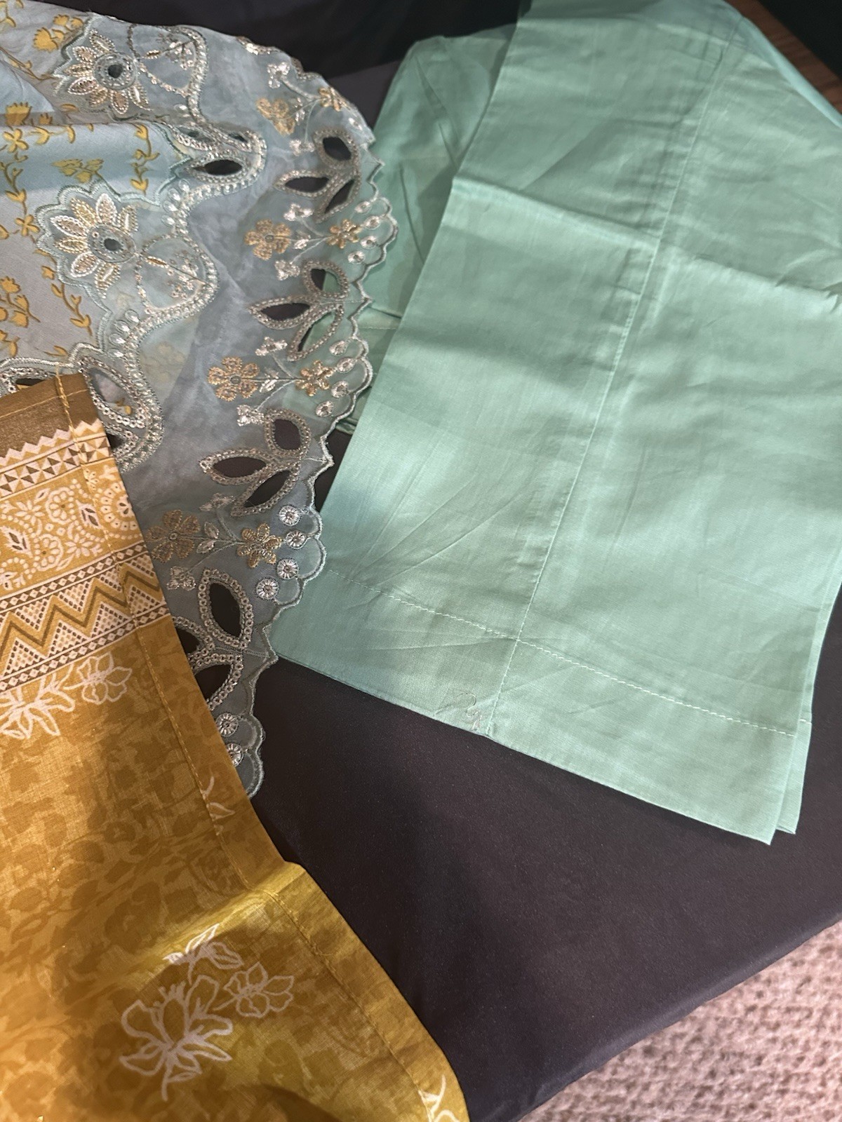 Bin Saeed Lawn Cotton 3 Pc Suit-premium Cut Work Emb- Aline Style-M & L – $44