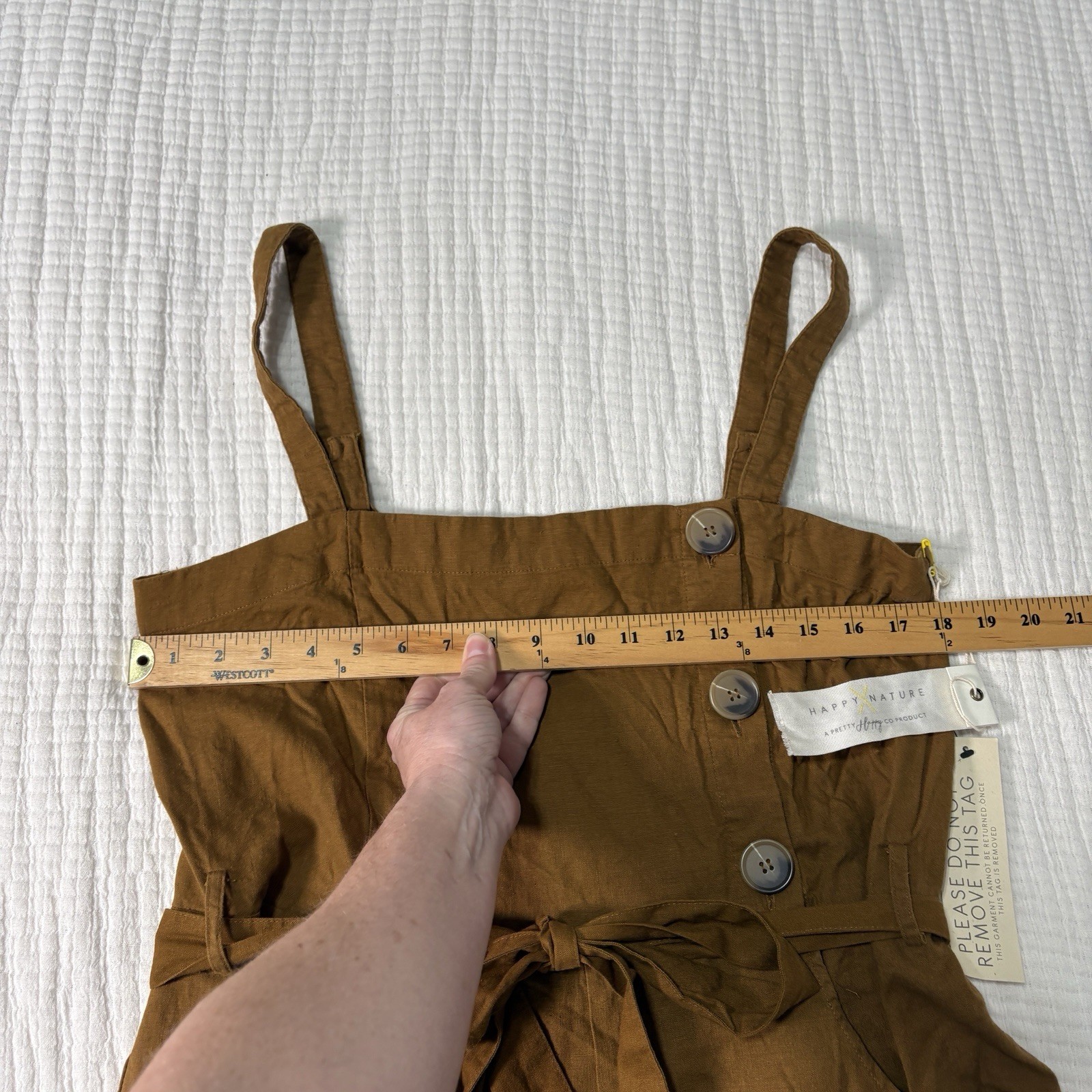 NEW Happy X Nature Linen Blend Romper Large Brown Boho Earthy Cottage Lagenlook