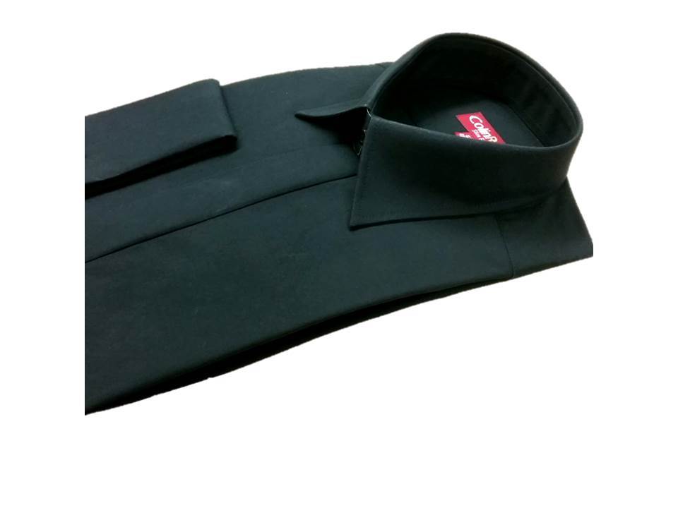 BLACK Reg Collar Dress Shirt Double Cuff Wedding/Highland/Prom 15″ -20″ NWT
