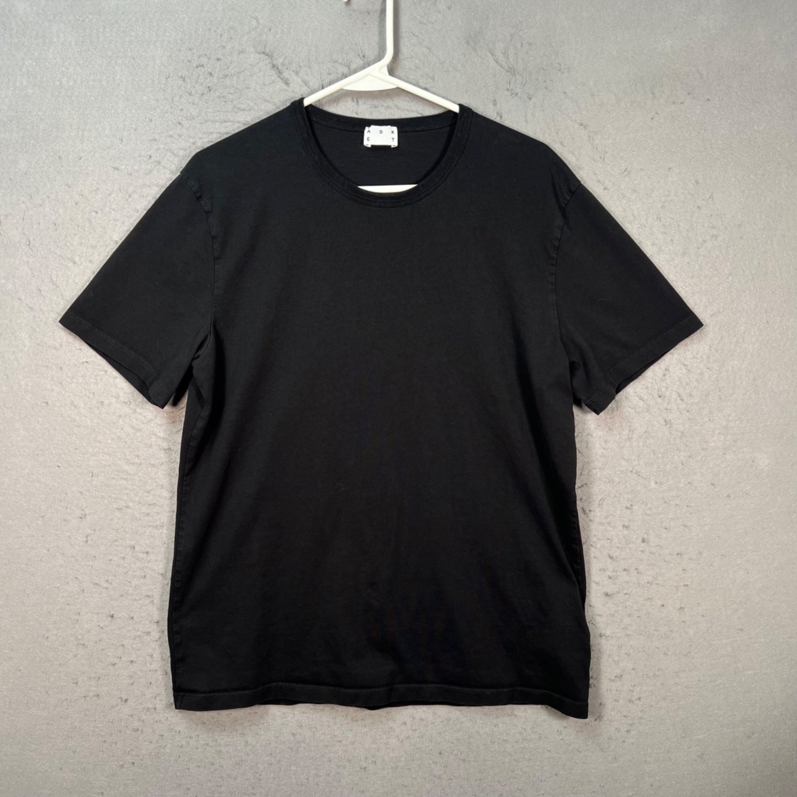 Asket Mens Size Large Black Organic Cotton Crewneck T-Shirt