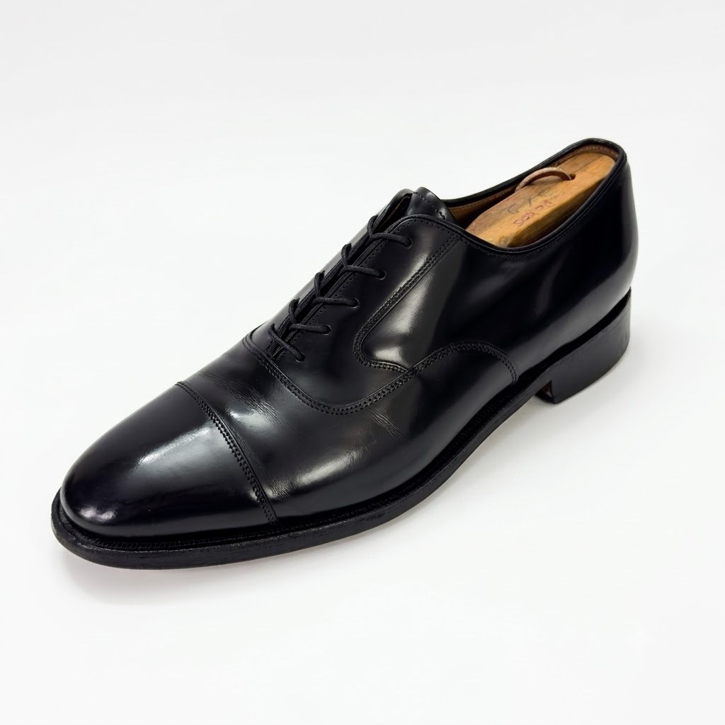 Johnston & Murphy Mens US 8.5 D Black Leather Cap Toe Oxford Dress Shoes 24-9311