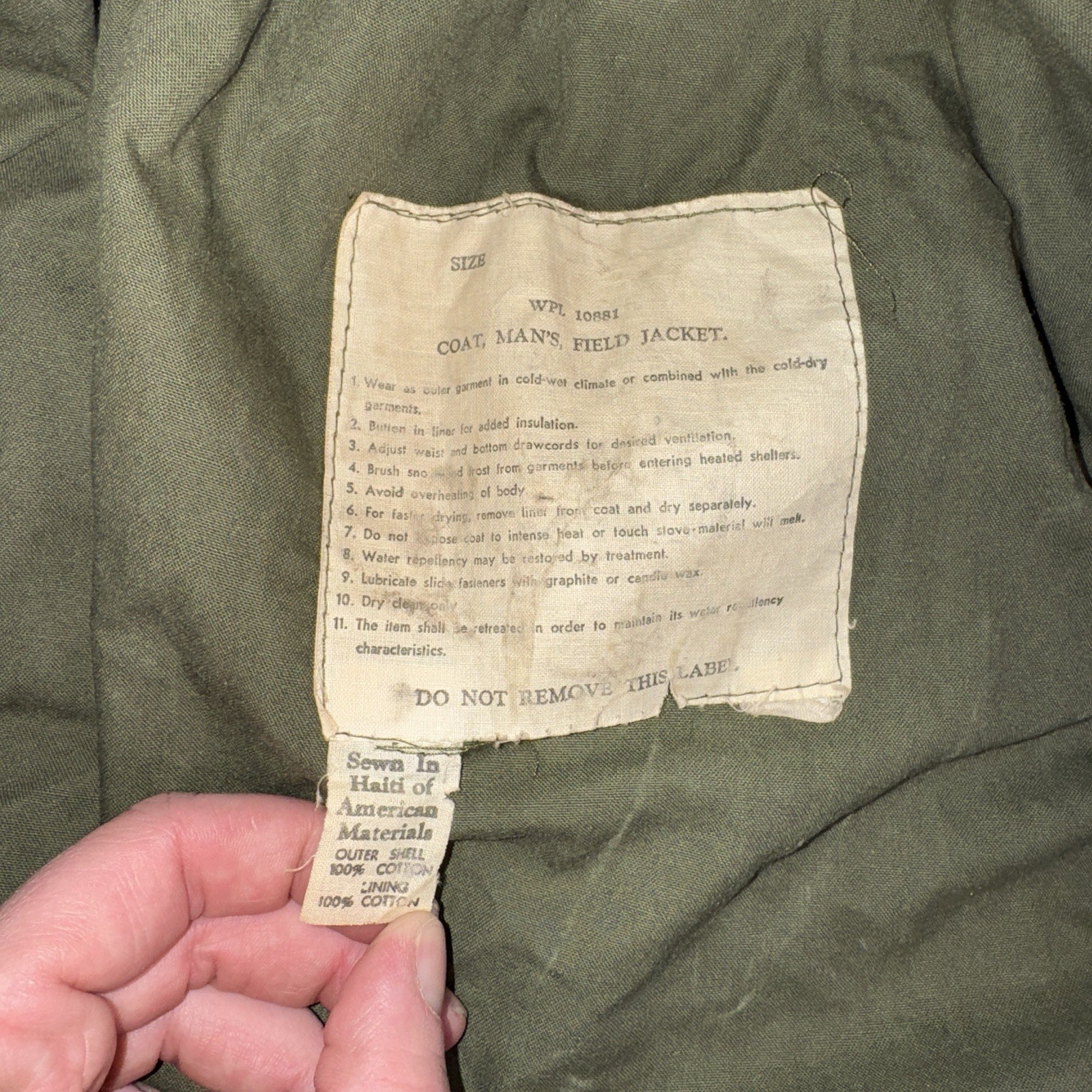 Vintage US Army M-1951 OG 107 Field Jacket Size L Regular With Hood 1960’s 60’s
