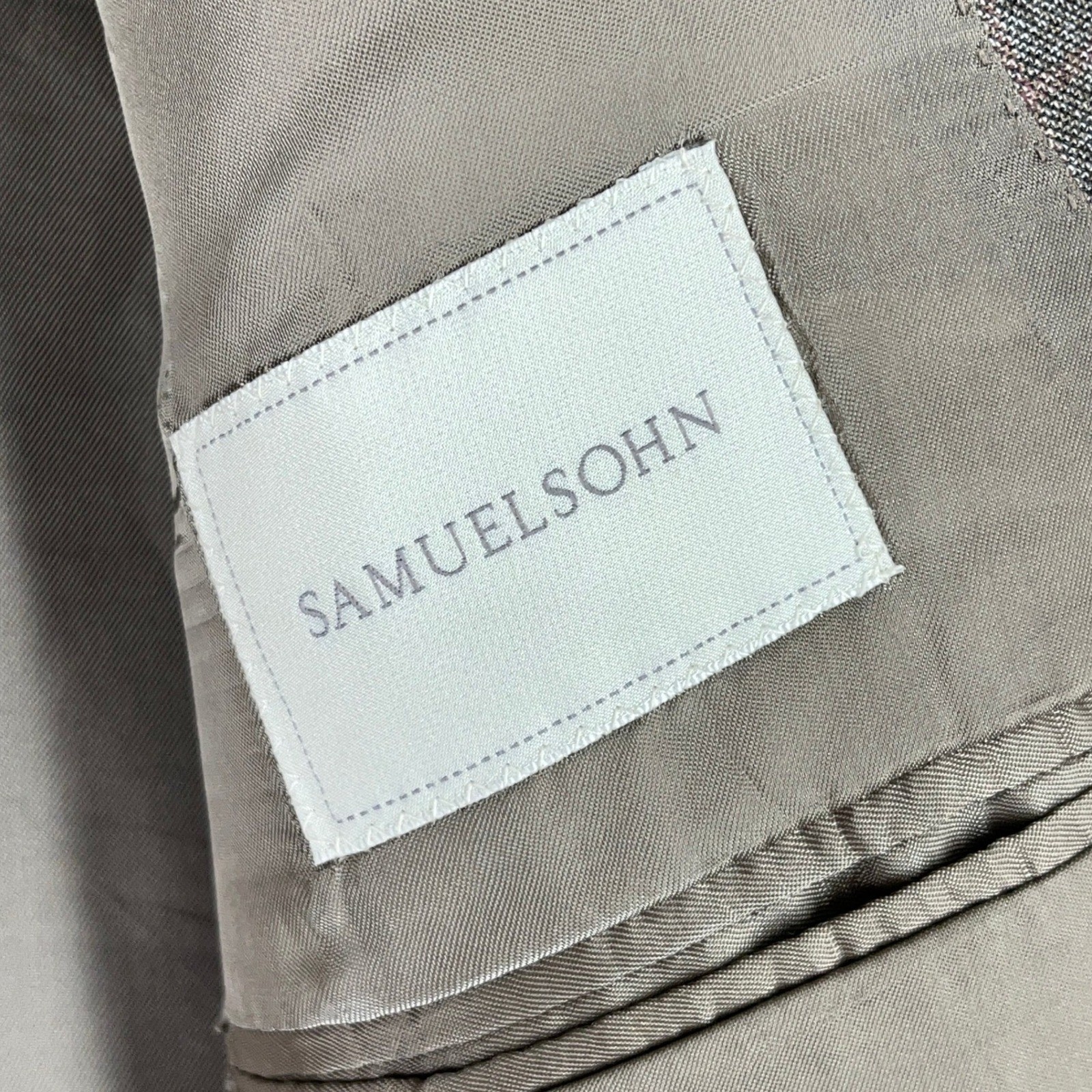 Samuelsohn Sport Coat Blazer 52L E.Thomas Wool Cashmere Glen Plaid Suit Jacket