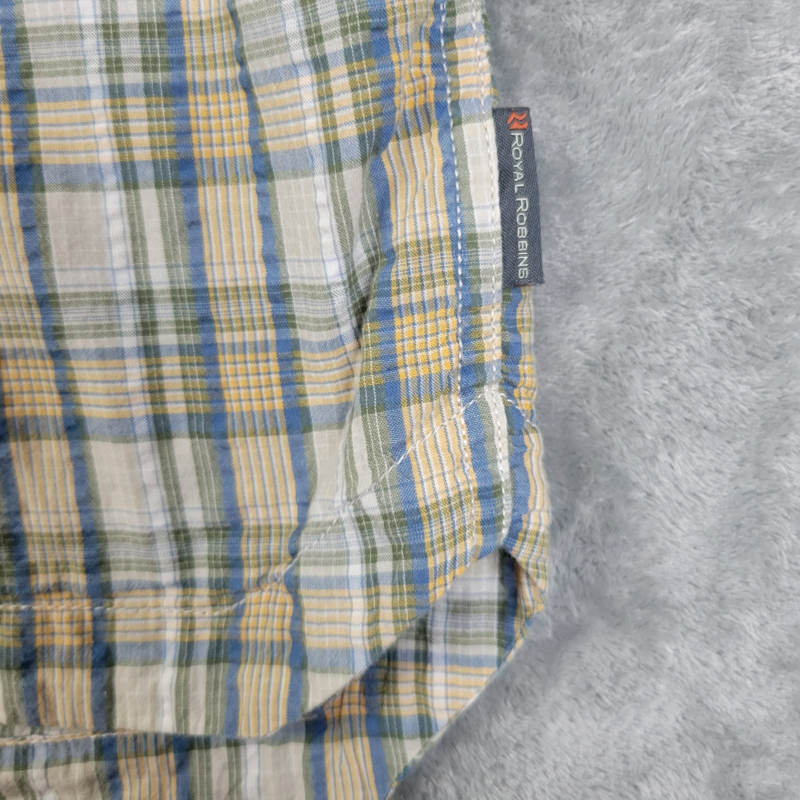 Royal Robbins Short-sleeve Blue, Yellow, Beige Plaid Button-up Shirt Mens LG