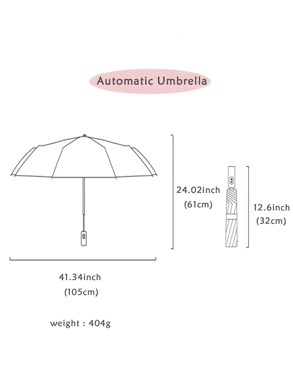 Strong Windproof Stick Compact Umbrella for Rain, One-Click Automatic Open and C