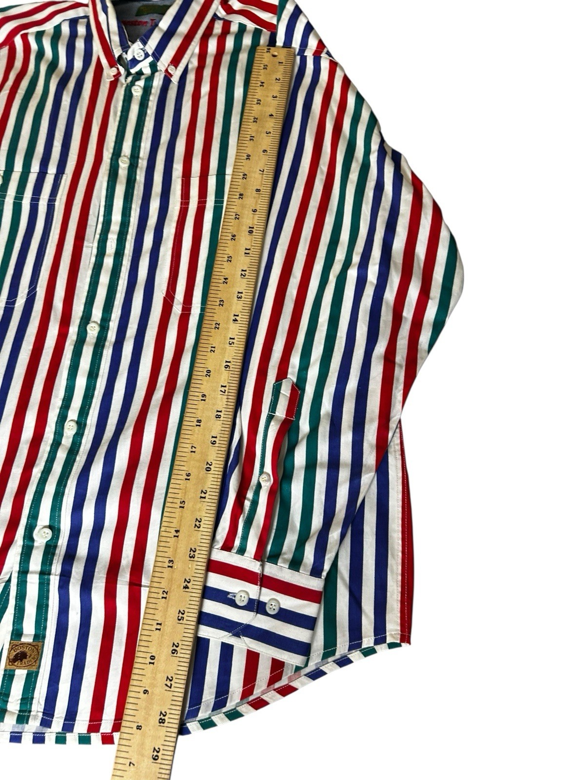 VTG Boston Traders Preppy Button Down Shirt Size XL Striped Colorful Nautical