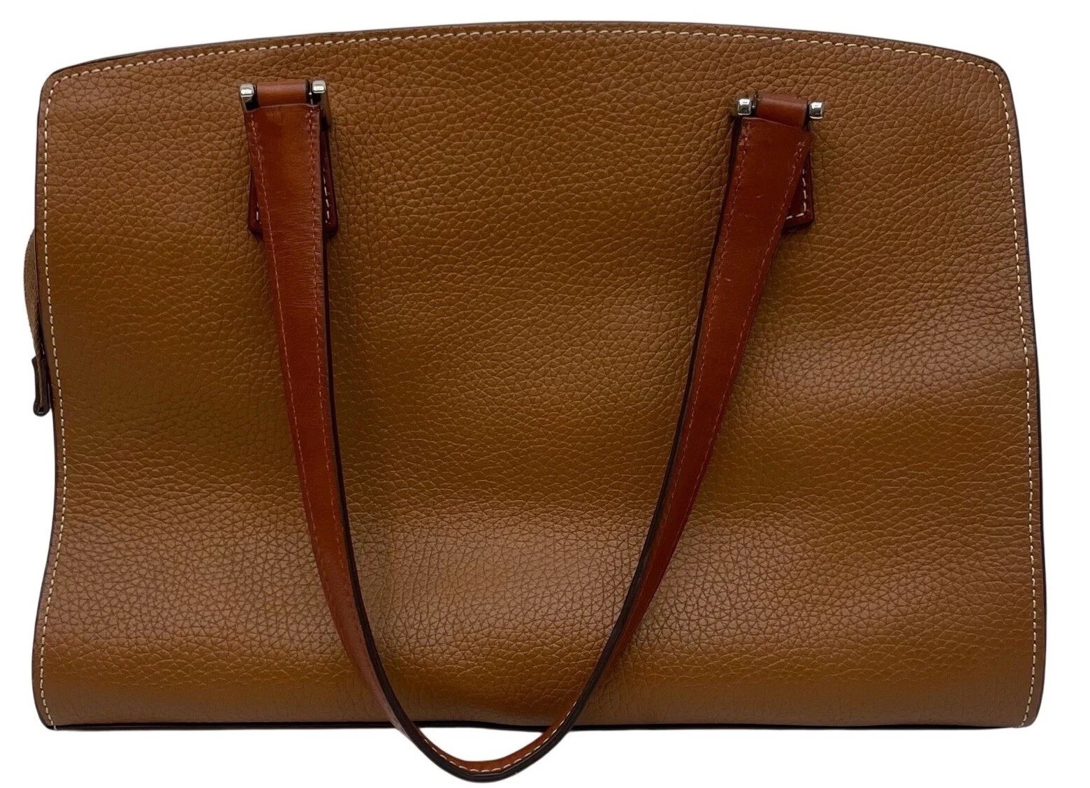 Dooney & Bourke Cambridge Zip Satchel Tan Pebbled Leather Tote Shoulder Bag READ