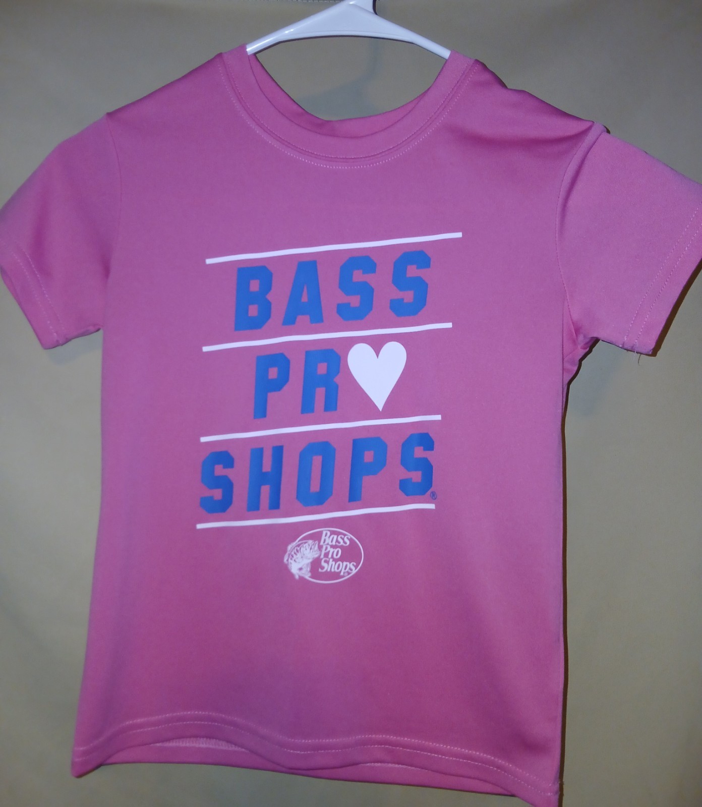 Bass Pro Shops Girls Pink Graphic Logo Crew Neck Polyester T-Shirt Size S