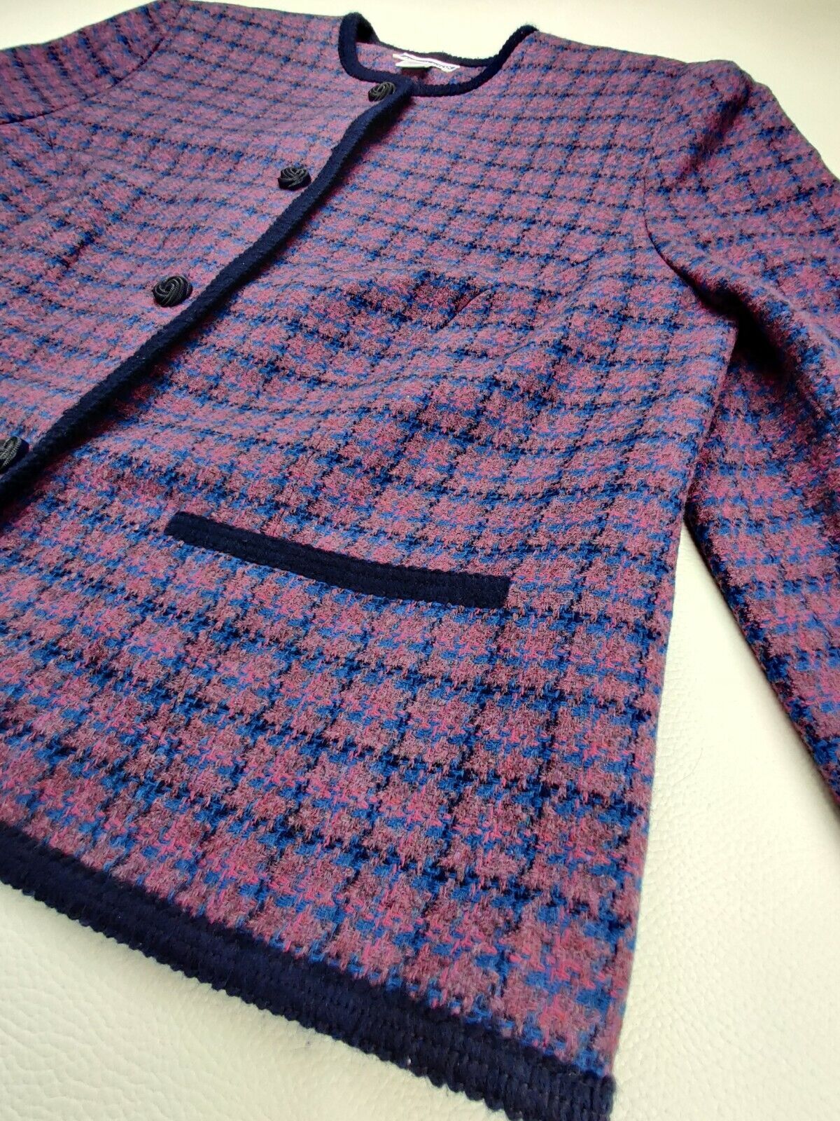 Pendleton Plus 💯 Virgin Wool Womens Sz 18 Multi-Color Purple Classic Blazer Top
