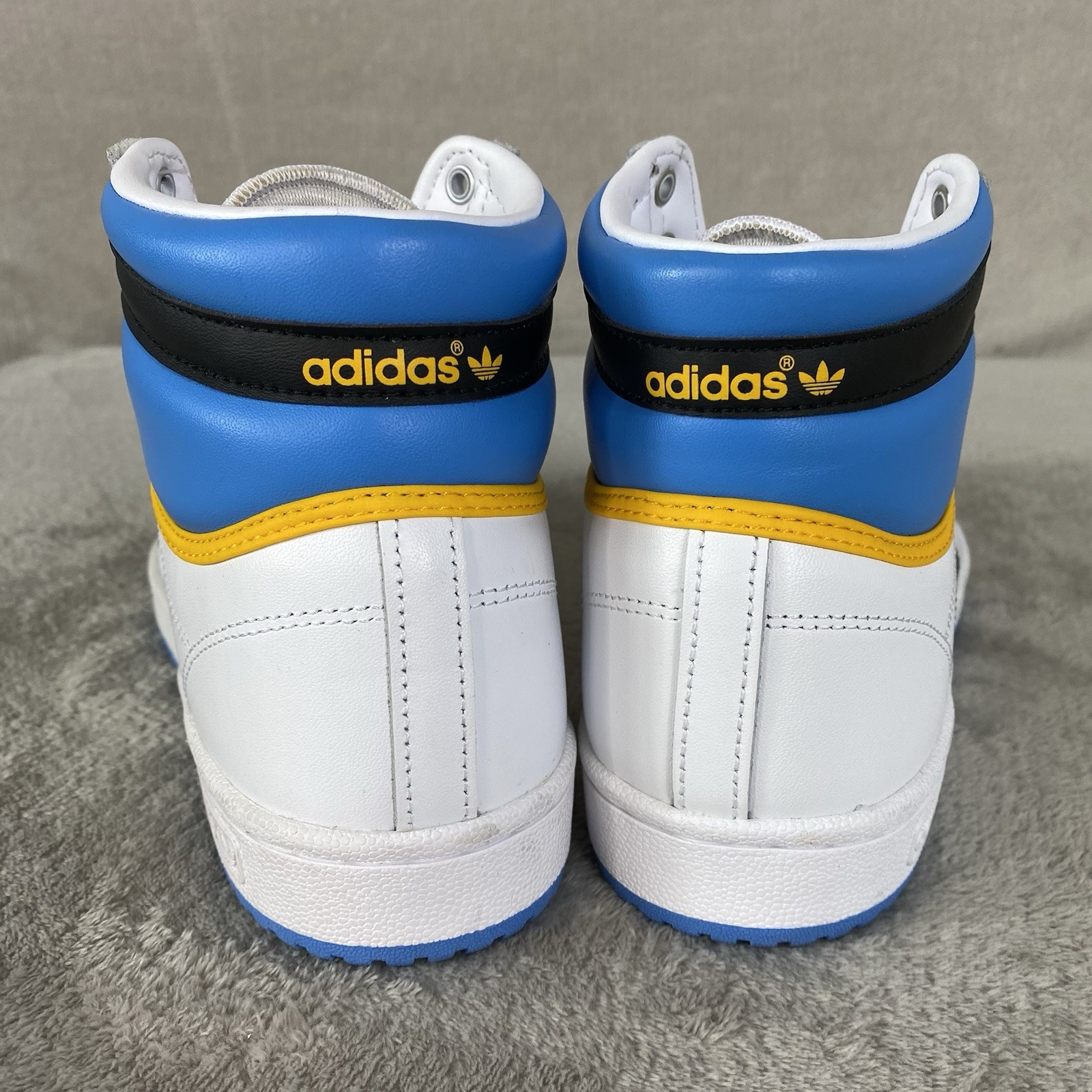 adidas Top Ten High White Blue Gold Leather Mens Size 10 Basketball Shoes NEW