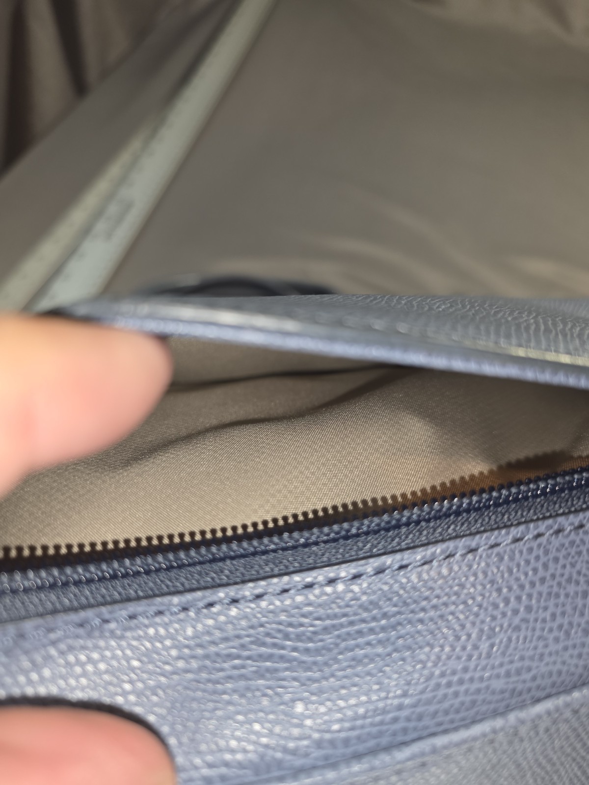 Tumi Dusty Blue Pebbled Leather Tote