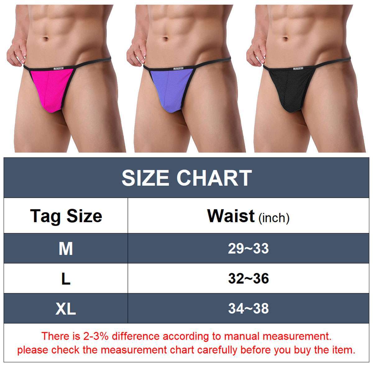 1-3Pcs Sexy Mens T-Back G-string Thong Bikini Underwear Mesh Sheer Pouch Thongs