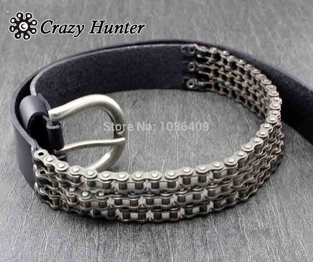 Heavy Motorcycle Chain Genuine Leather Belt For Men Biker Rocker Punk