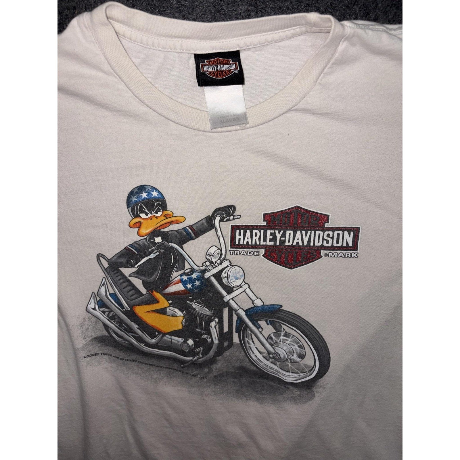 Harley Davidson Shirt XL Looney Tunes Daffy Duck Northshore Slidell Thrashed