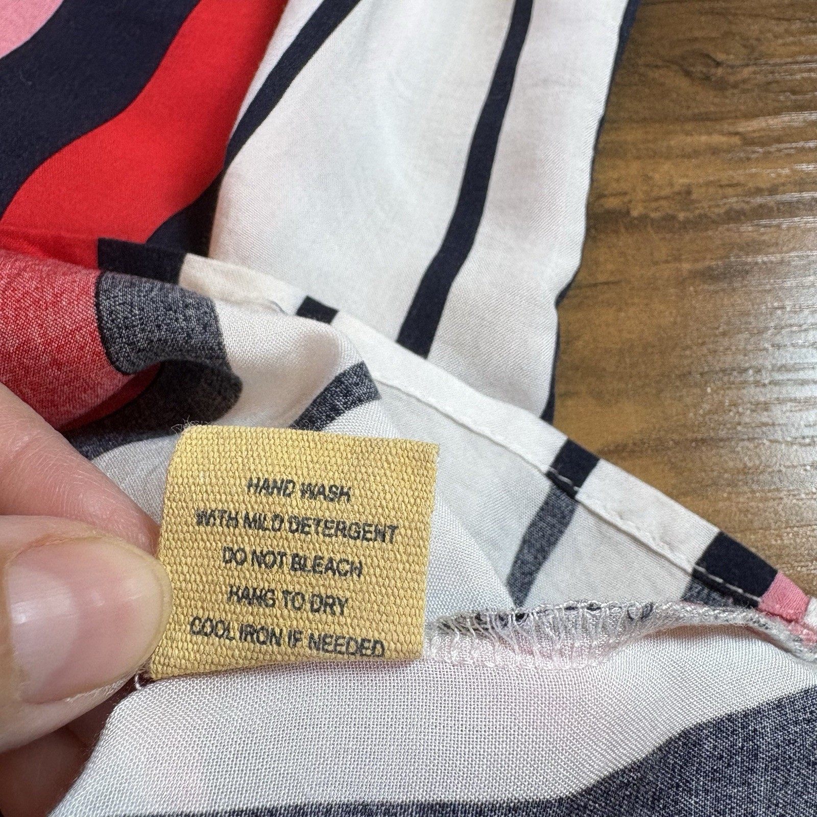 Love Notes Women’s Large ~ Red Pink Blue White Striped Button Up Blouse
