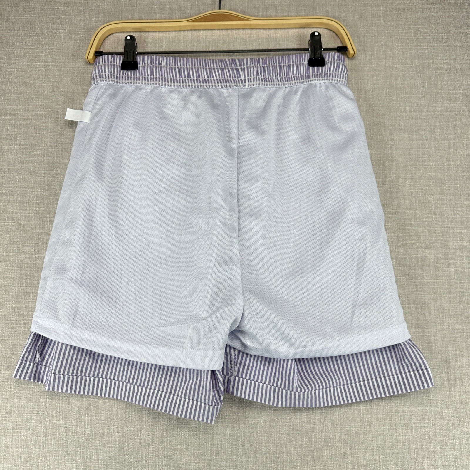 Haspel Swim Trunks Mens Medium Purple Seersucker Striped Beach Shorts NWT