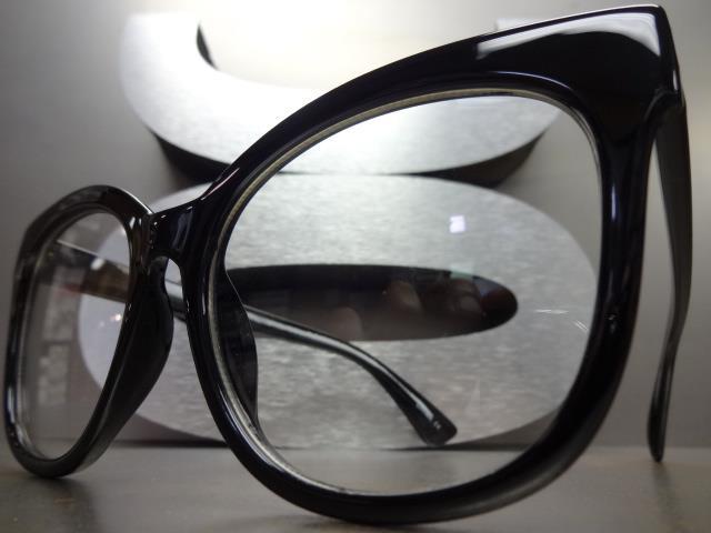OVERSIZED EXAGGERATED Retro CAT EYE Clear Lens EYE GLASSES Large Big Black Frame