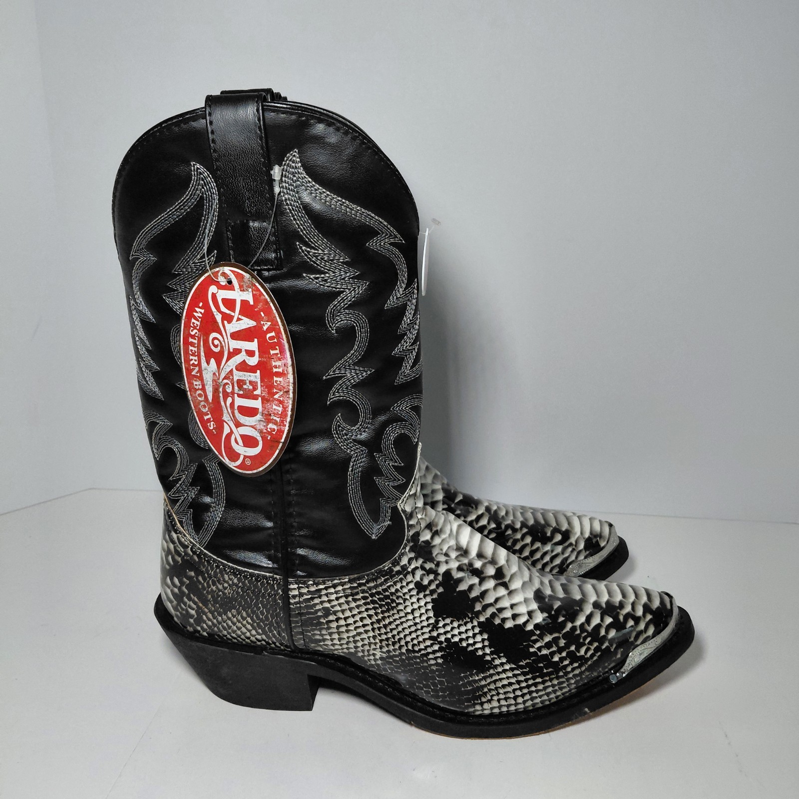Laredo Snake Print Cowboy Boots-68067 Men’s Size 9 D- READ DESCRIPTION