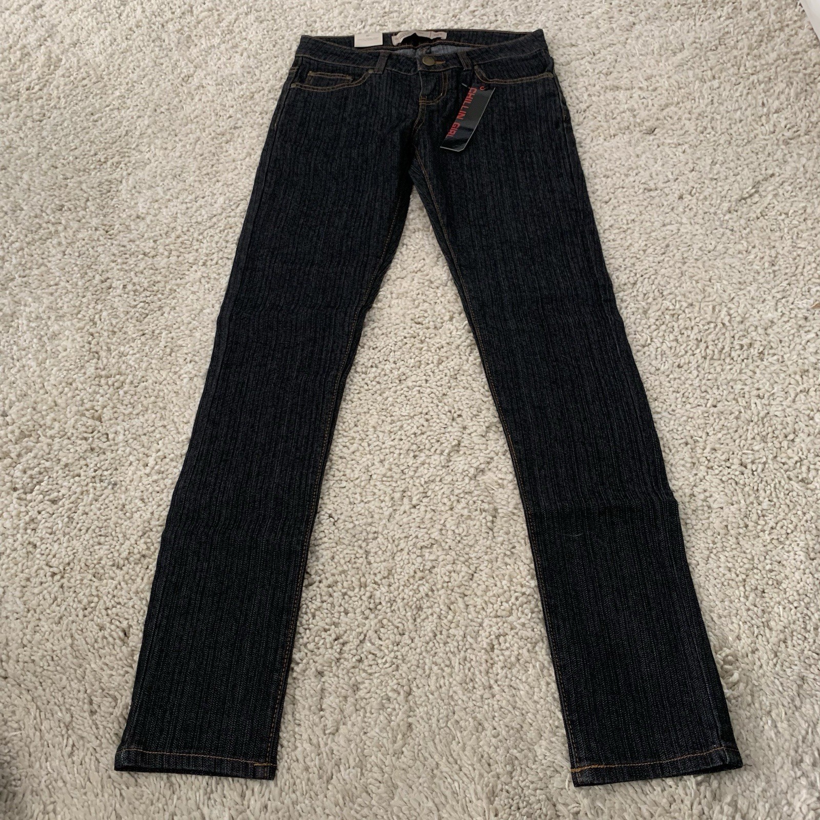 Chillin Girl Jeans Juniors Sz 5 Dark Wash Stretch Skinny Cotton Blend NEW