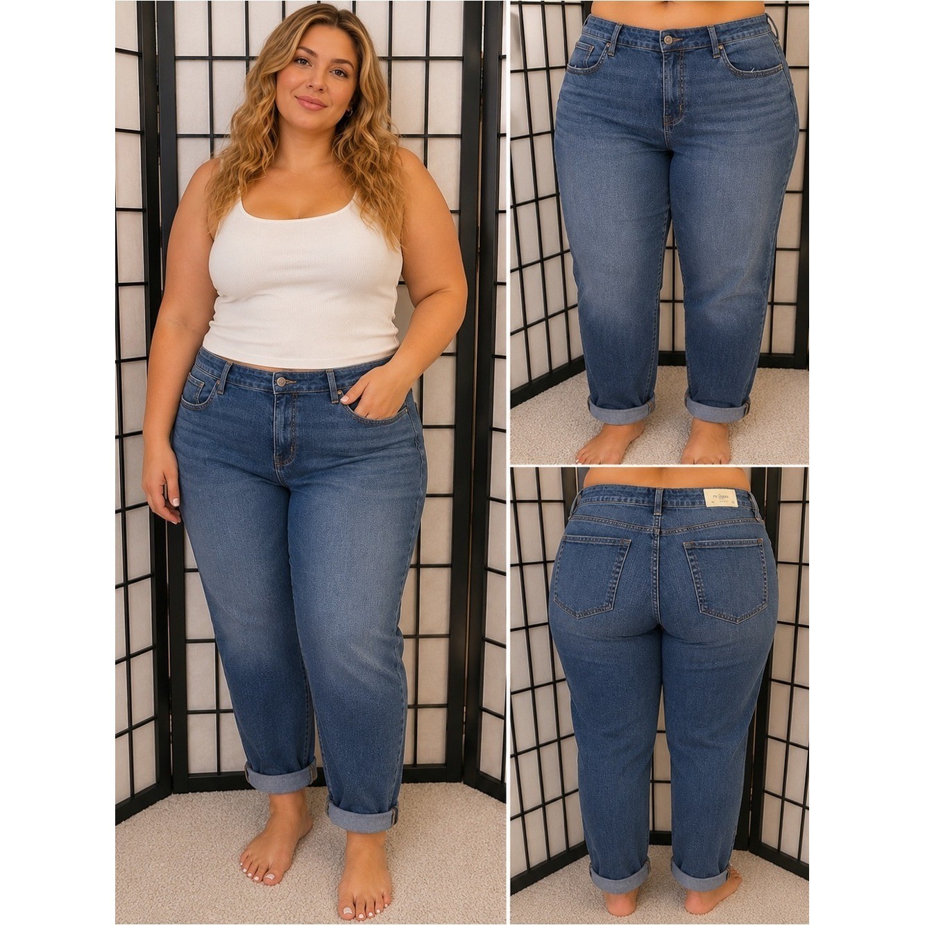👖 Maurices m jeans Slim Straight Cuffed Jeans NWT • 22W Long • Medium Wash