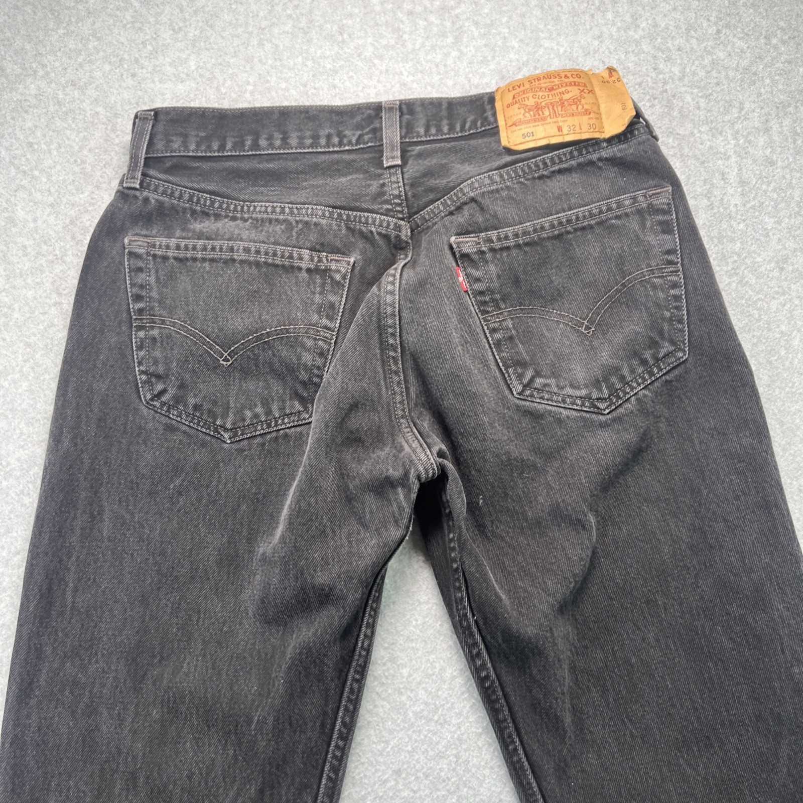 Vintage Levis 501 Black Demin Jeans 32×30 (30×28) Button Fly 90s