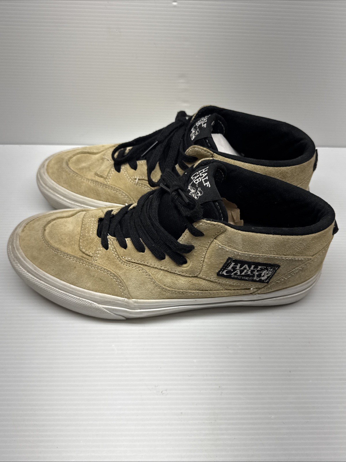 Vans Skate Half Cab 93 Taupe Tan White Men’s size 8 ah spit baker