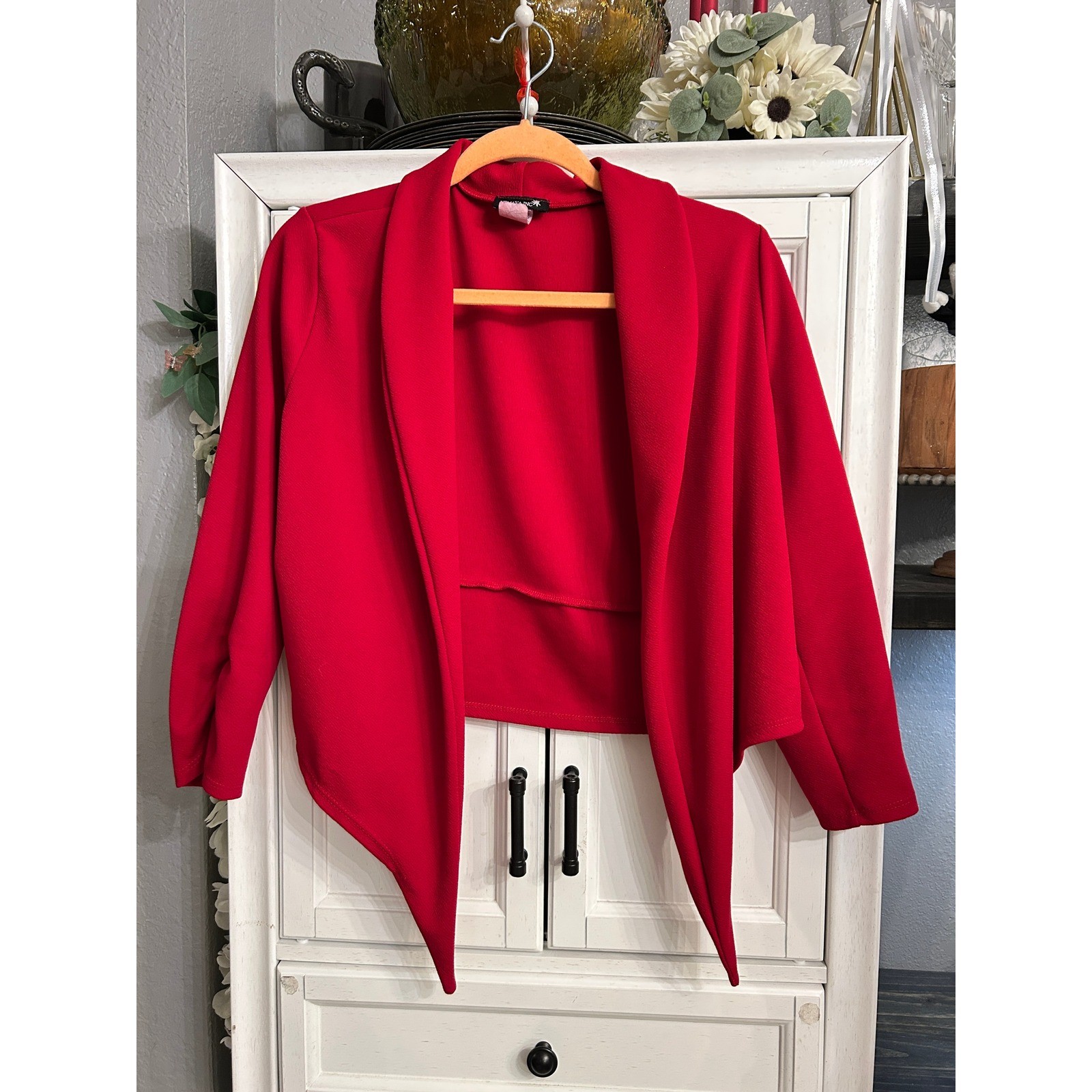 Red Blazer Cardigan size XLARGE Business Casual Dressy Holiday Office Attire