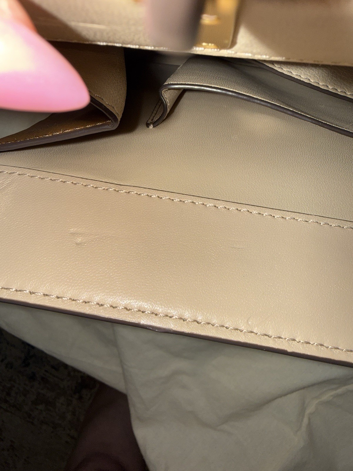 Tory Burch Lee Radziwill Leather Top Handle Satchel-Large in Moose w gold HW