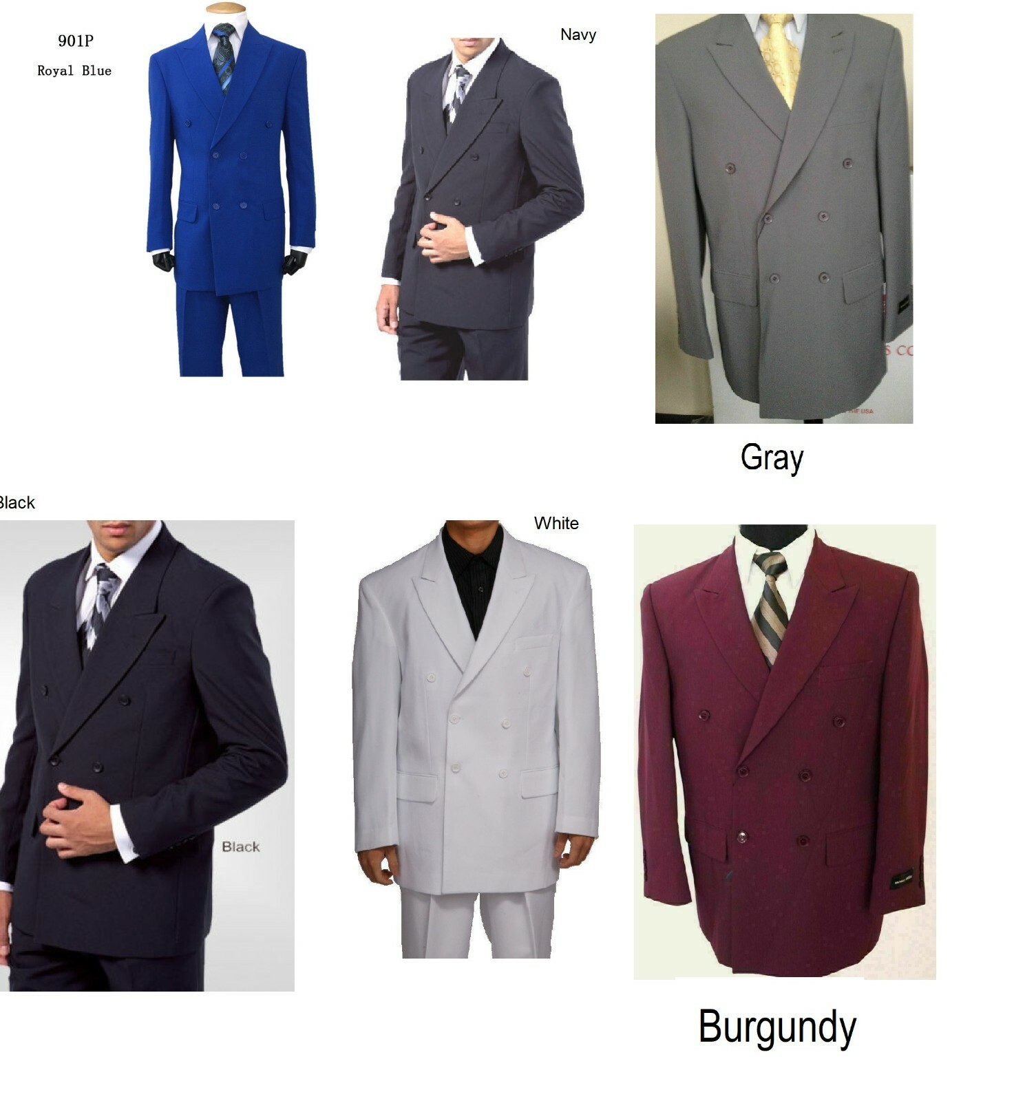 Men’s 2 pcs double breasted suit solid color Fortino Landi/Milano Moda #901P