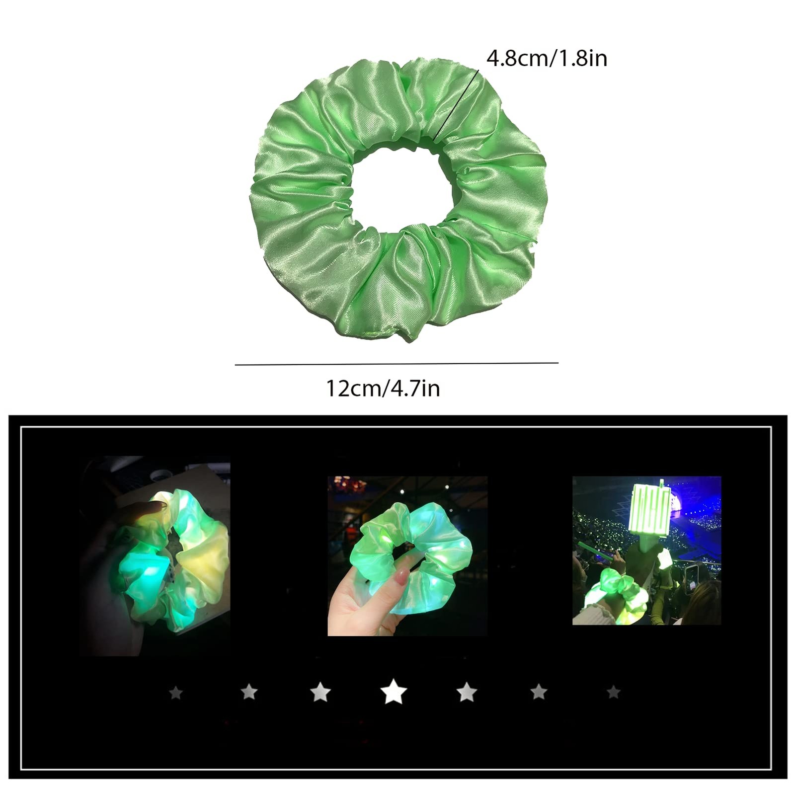 LED Scrunchies, 6 Pcs Light 1 Count (Pack of 6), Blue,Green,White,Pink,Purple