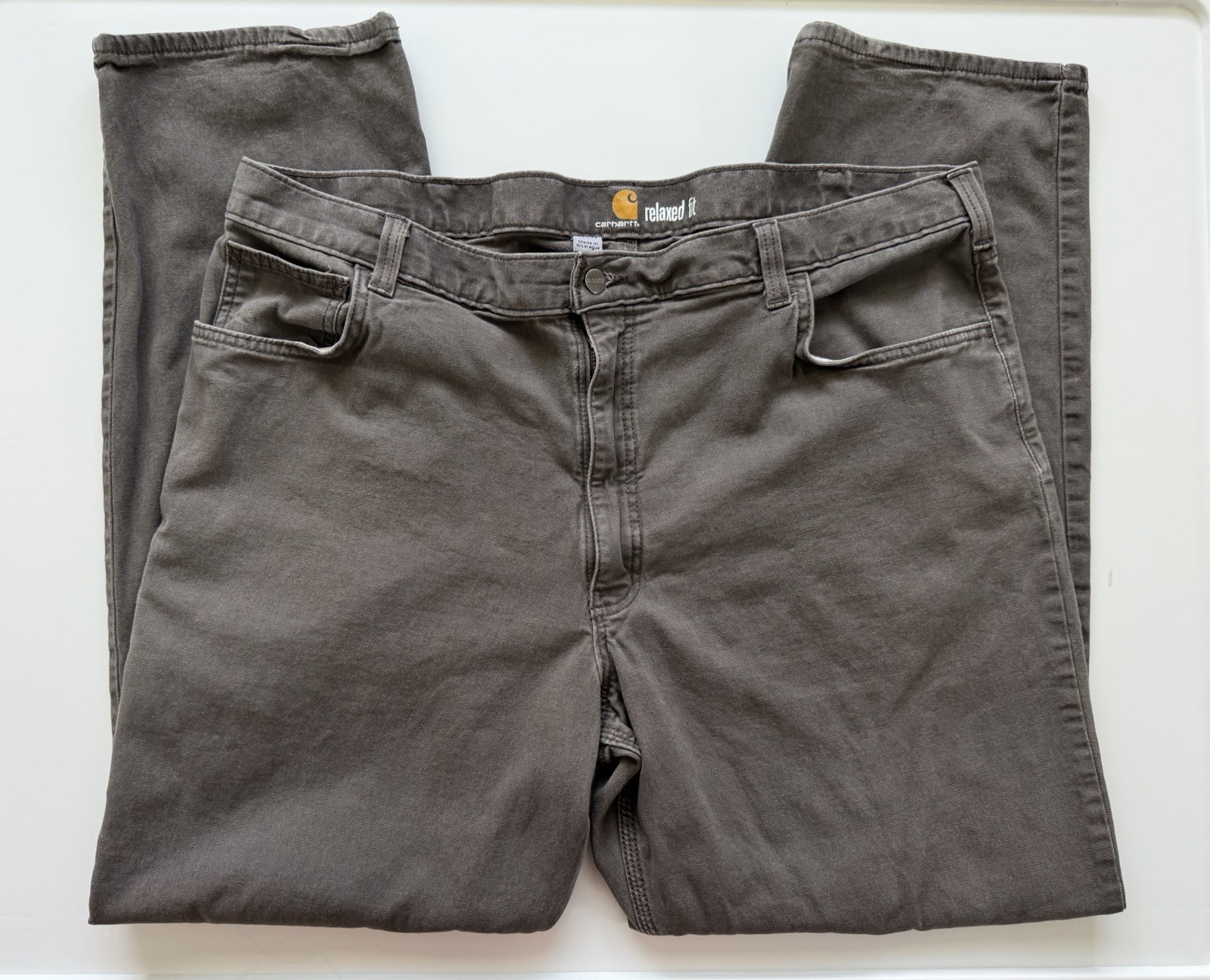 Carhartt Men’s Relaxed Fit Rigged Flex Gray Canvas Work Pants Stretch 42W