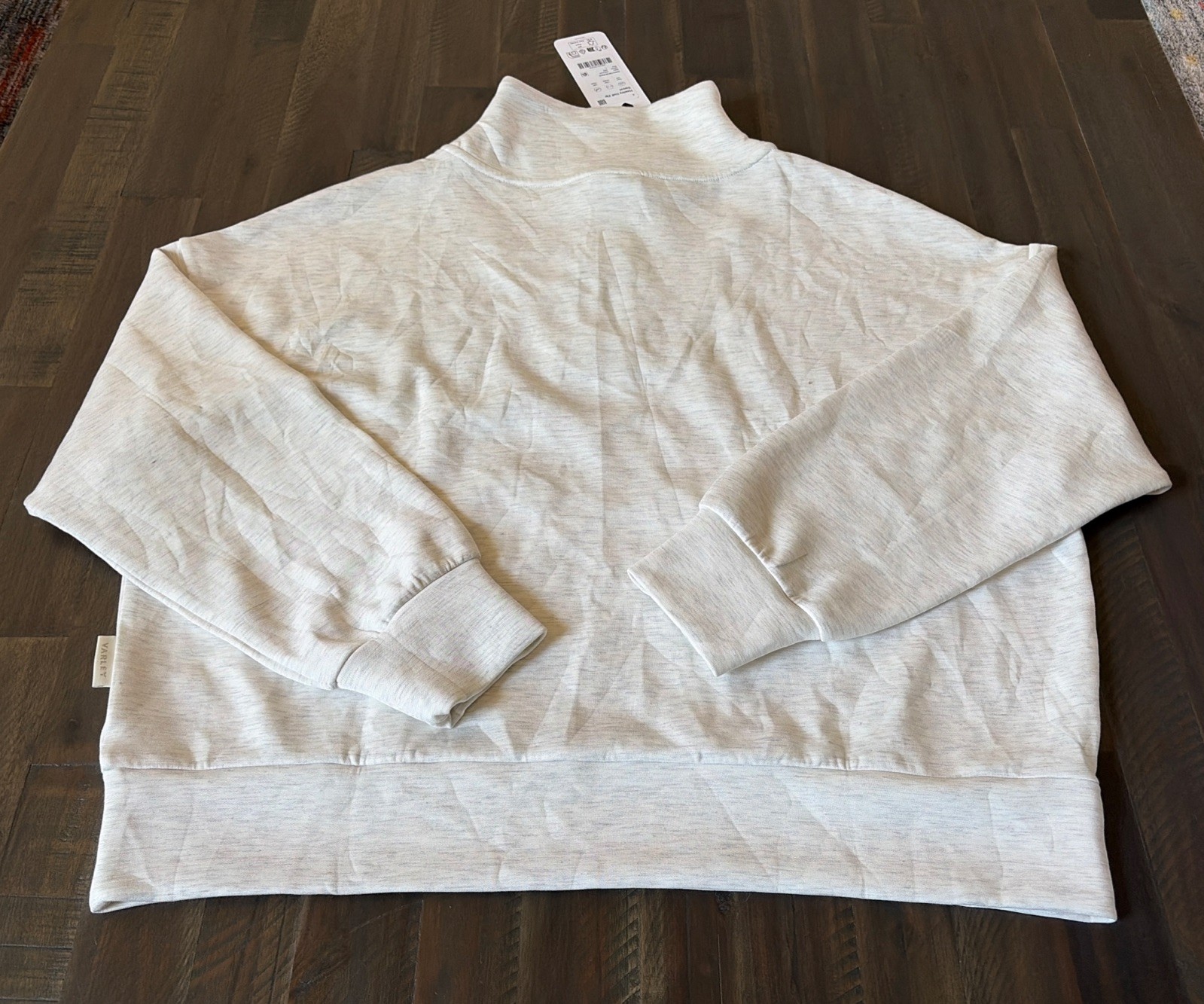 Varley Hawley Half Zip Sweatshirt Size Large NWT Off White/ Grey