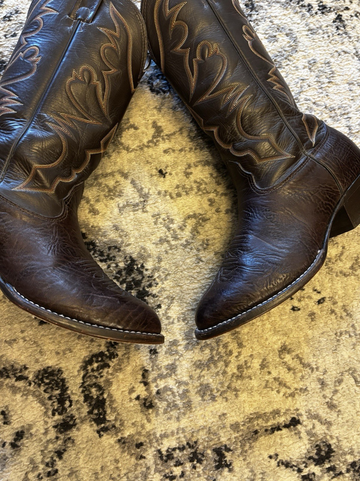 Larry Mahan Nocona Texas Brown Bullhide Leather Mens Size 10 XE Cowboy Boots
