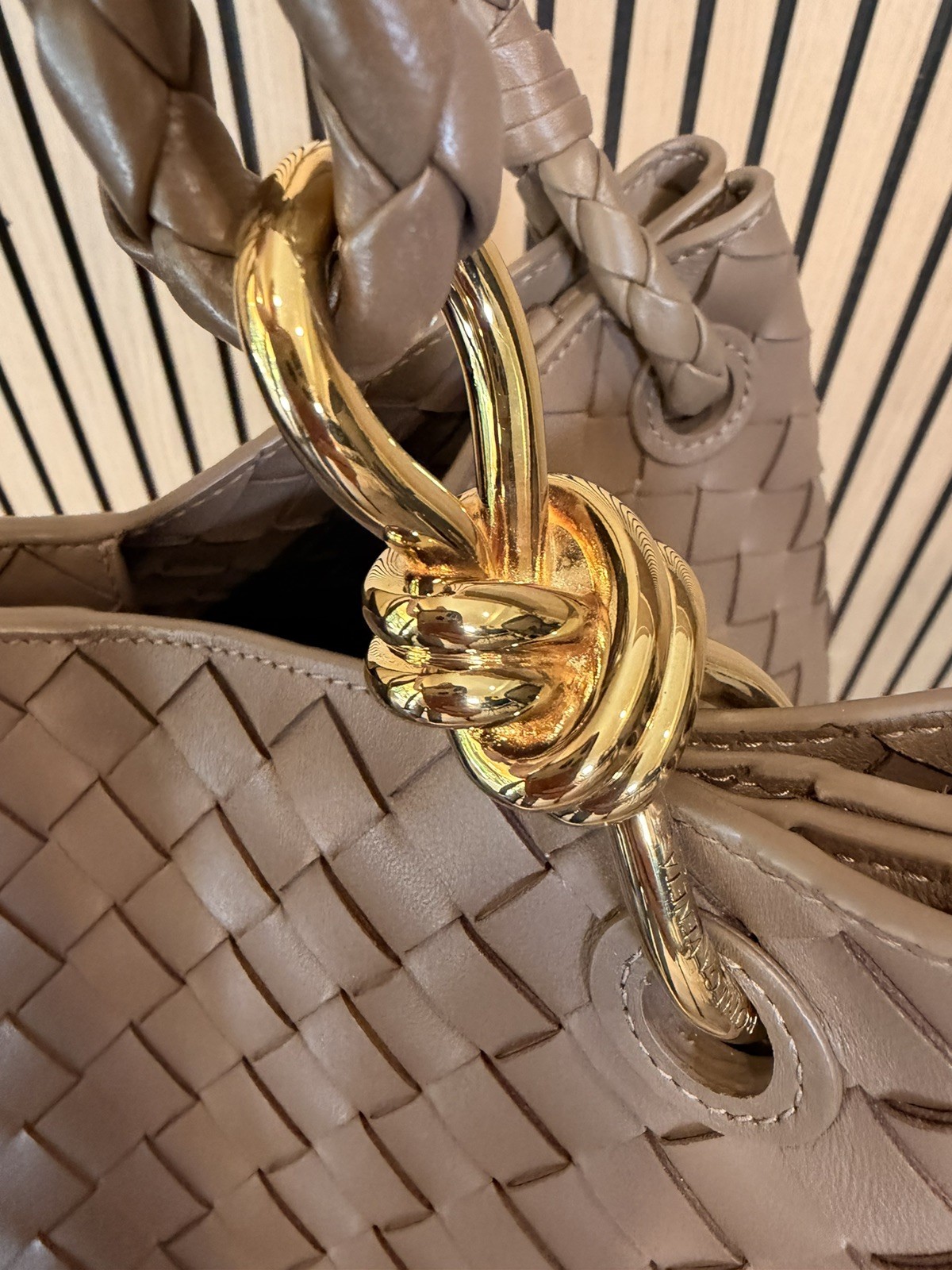Bottega Veneta Intrecciato Large Parachute Shoulder Bag Pinecone