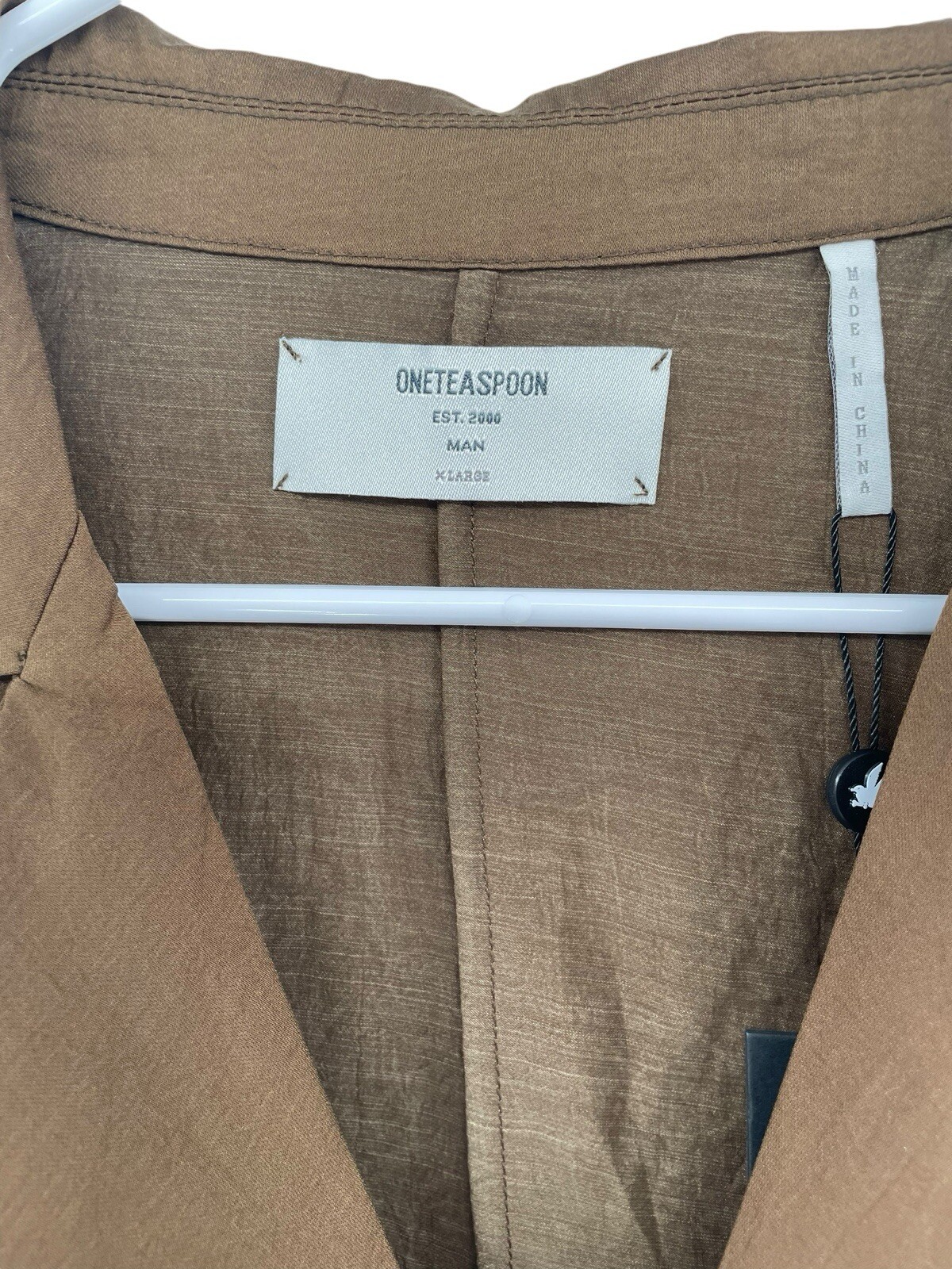 One Teaspoon Men’s Faux Silk Shirt Button Front Bronze Brown Size XL