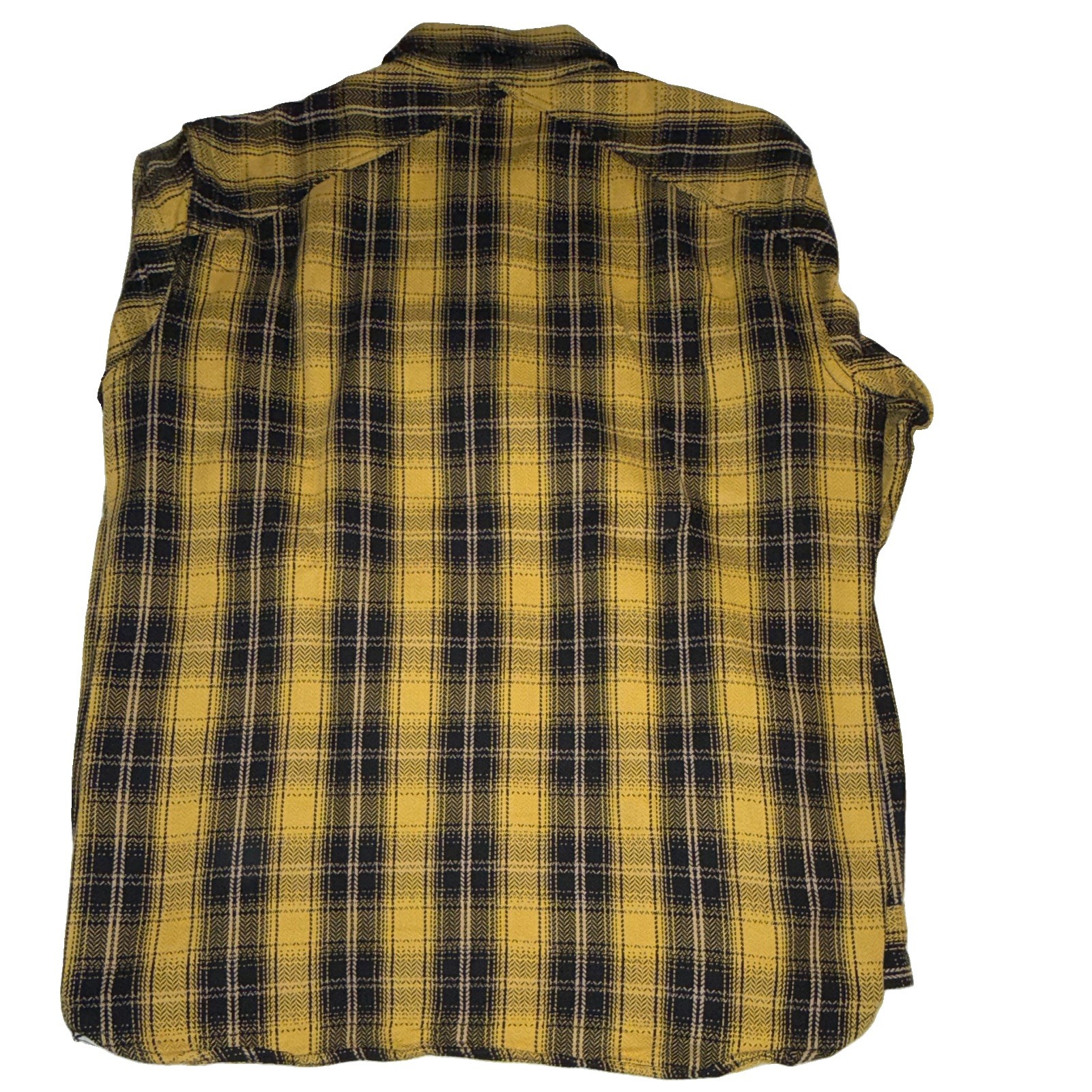 3Sixteen Crosscut Black/Yellow Plaid Blanket Flannel Button-Up Shirt 2XL