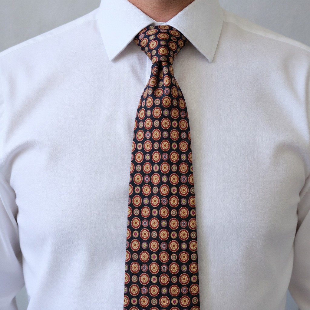Skandia Norsk Fabrikat Men’s Polyester Tie with Circular Pattern