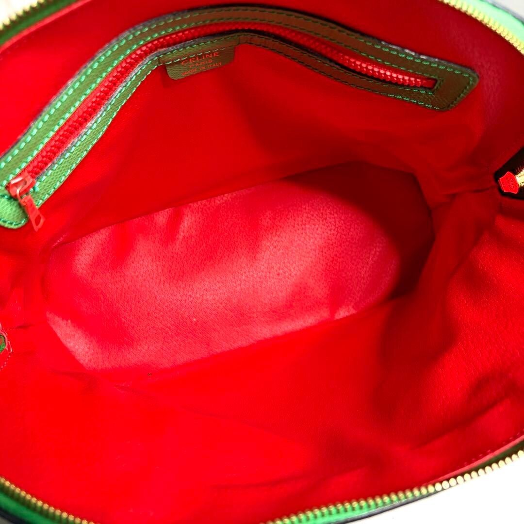 CELINE 2way Handbag Leather Green Vintage Authentic From Japan