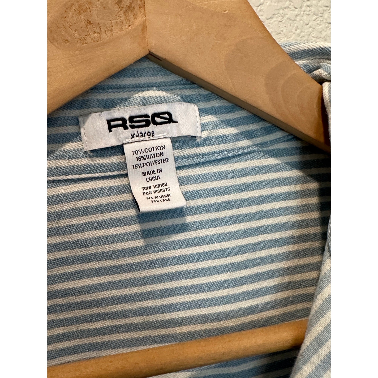 RSQ Blue White Stripe Crop Button Up Shirt XL Oversized