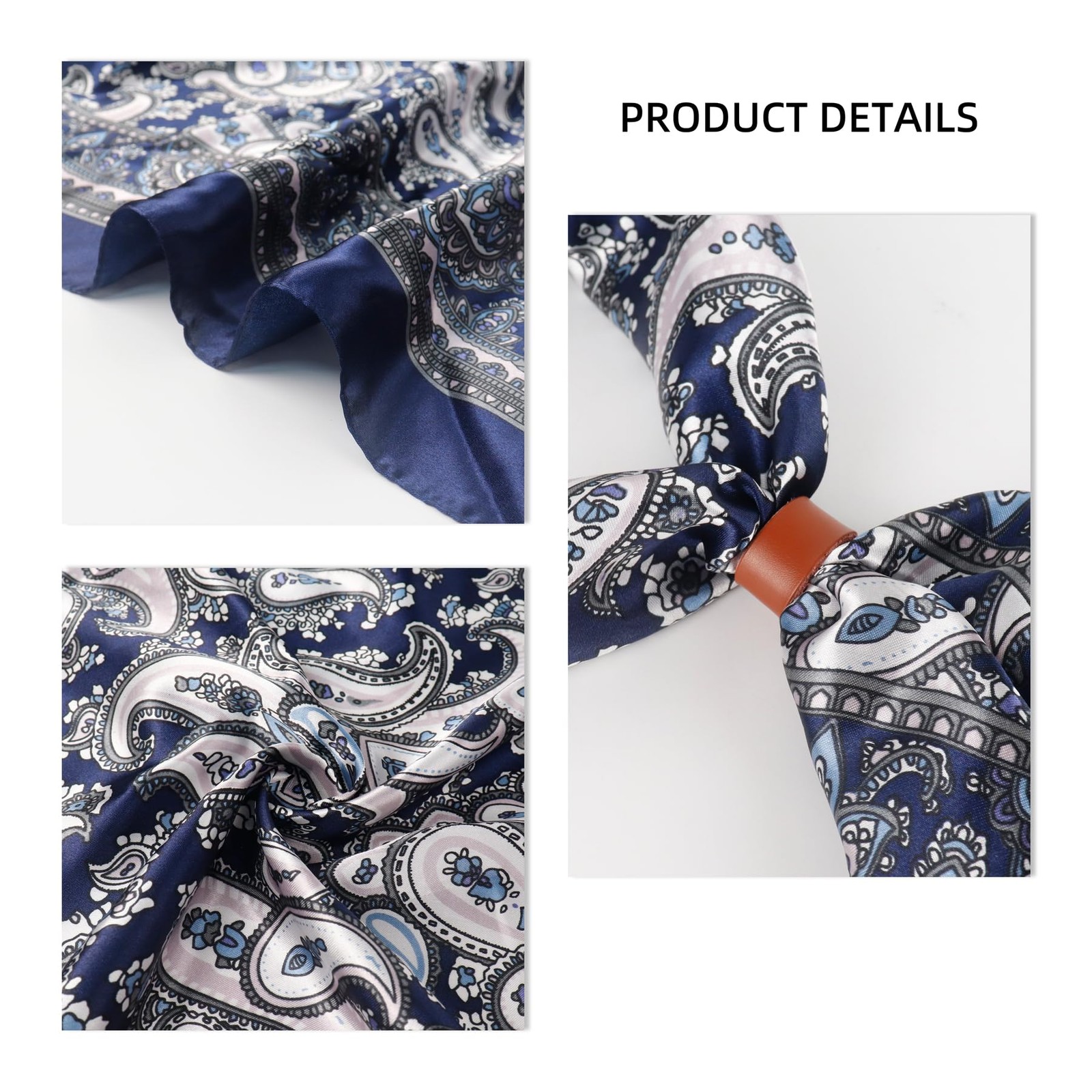 35 Inch Wild Rag Cowboy Bandana Scarves for Men, Large Neckerchief Silk Feel …