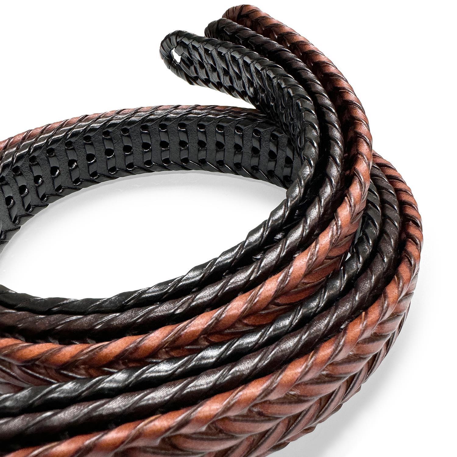 Men’s Braided Belt Genuine Leather Woven Casual Dress Belt 1-3/8″(35mm) Wide