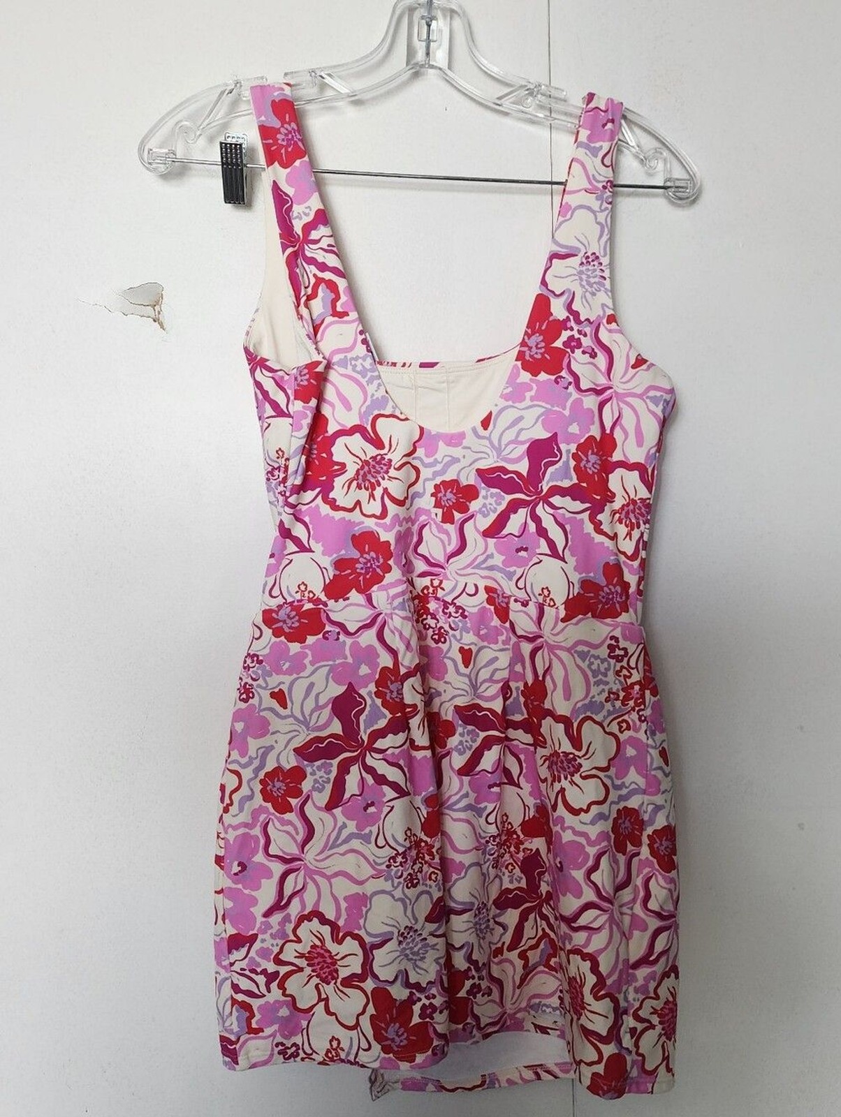 Joy Lab Pink Active Dress Tropical Floral Print Shorts Pockets Sleeveless Nwt M