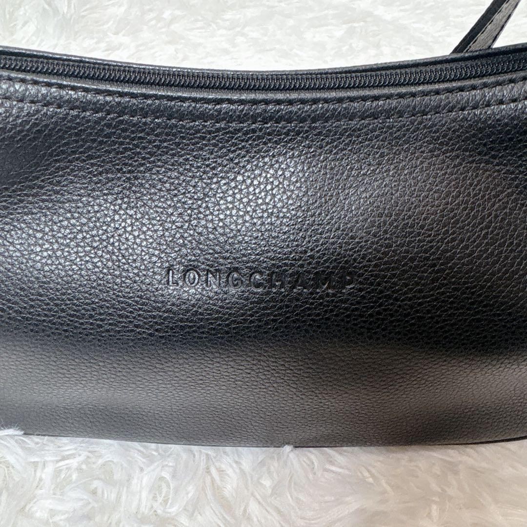Excellent Condition LONGCHAMP Longchamp Shoulder Bag Black Leather