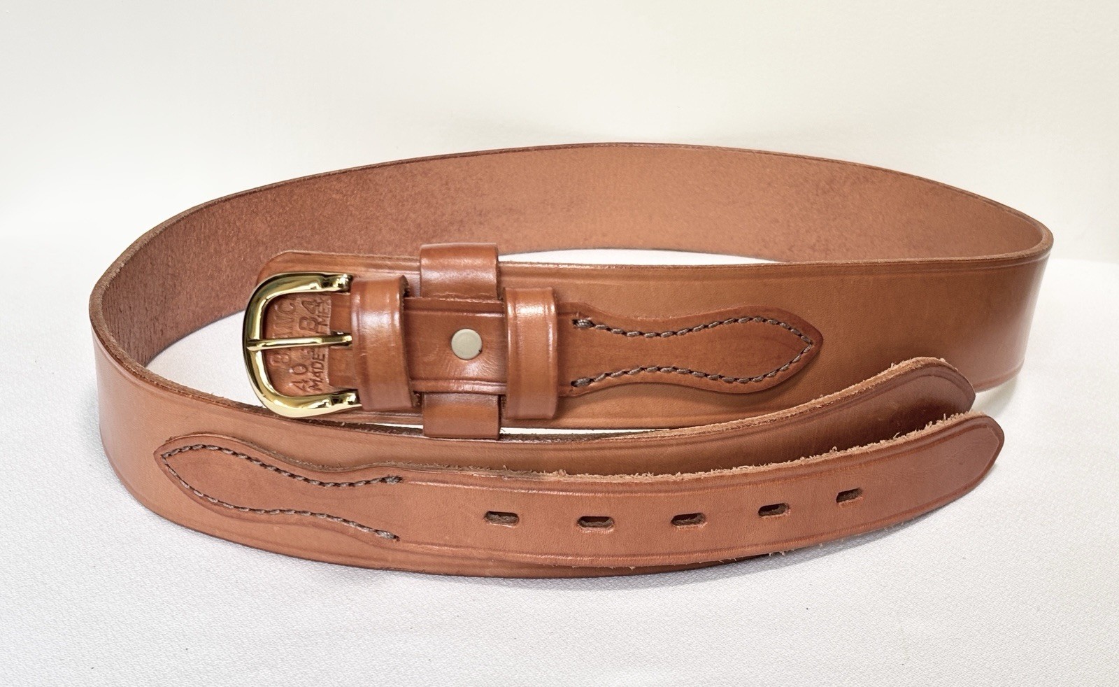 Bianchi B4 Ranger Belt 1.75″ Width Plain Tan Leather Brass Buckle Size 40